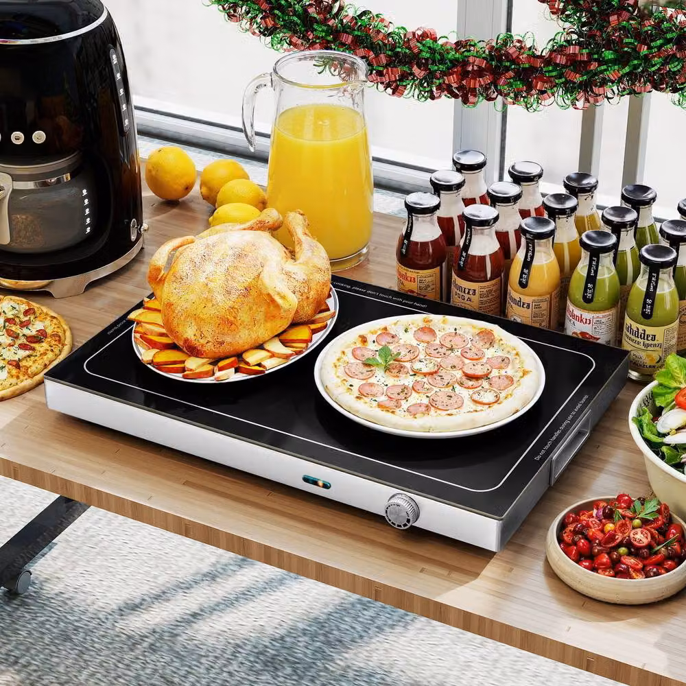 Costway 300W Electric Warming Tray with Adjustable Temperature and Handle, Black – 4