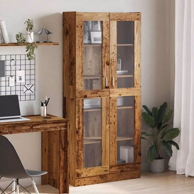 Berkfield Home Old Wood Highboard in Brown, W/D/H: 82.5 x 30.5 x 185 cm – 1
