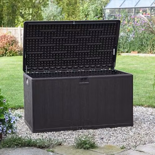 Garden Gear Brown Wood-Effect Plastic Garden Storage Box (492 Litre)