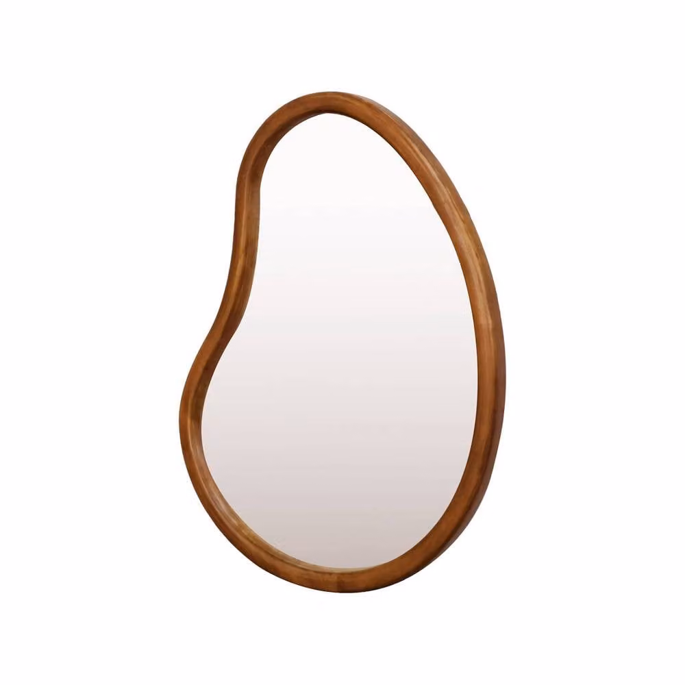 Sweekeek Modern Wooden Wall Mirror in Brown, 65 cm – 2