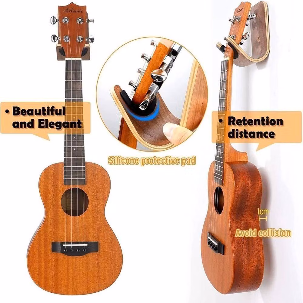 SPETLEK Heavy-Duty Wall Mounted Wood Ukulele Hook in Brown – 3