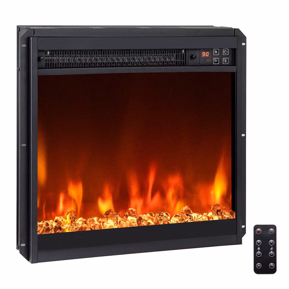 Costway 18 inch Recessed Electric Fireplace Insert 1500W Heater in Black – 3