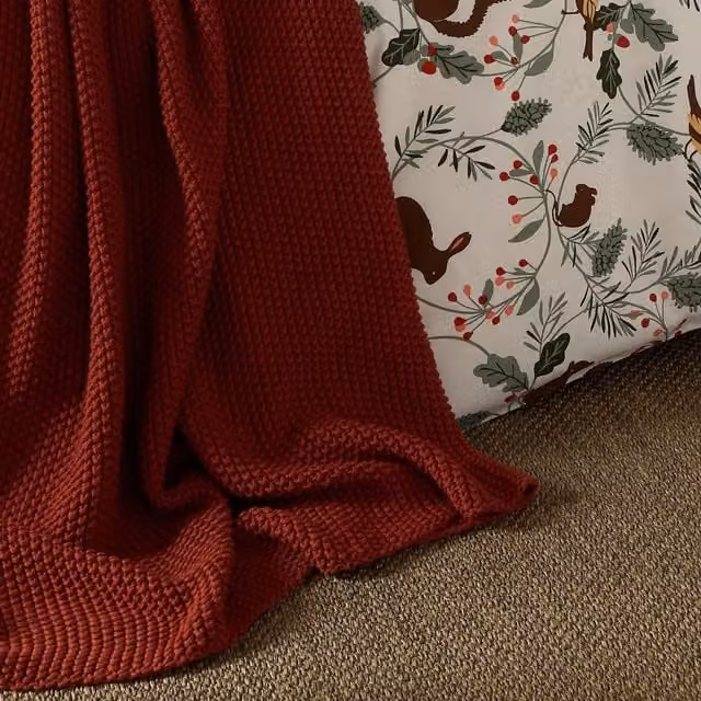 Laura Ashley Parker Knitted Cotton Throw in Terracotta, W: 125 cm, L: 150 cm