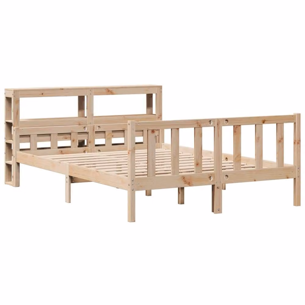 Berkfield Home Rustic Solid Wood Pine Bed Frame in Beige, W/D/H: 160 x 200 cm – 2