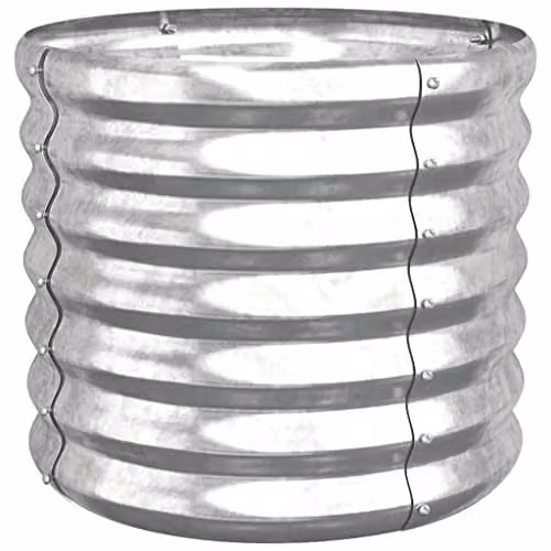 vidaXL Silver Galvanised Steel Garden Planter Tub W: 40 cm, D: 40 cm, H: 36 cm – 1
