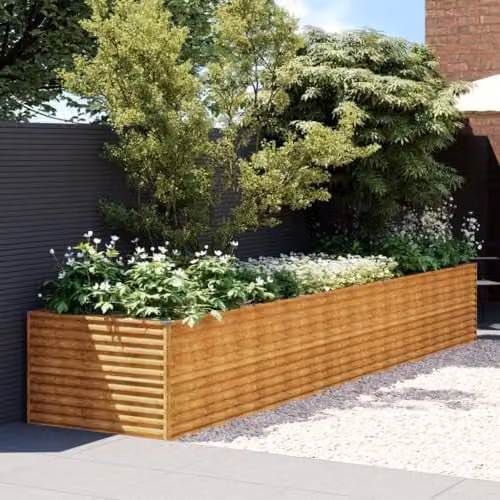 vidaXL Galvanised Steel Garden Raised Bed in Silver or Brown, W: 479 cm, D: 100 cm, H: 69 cm – 1