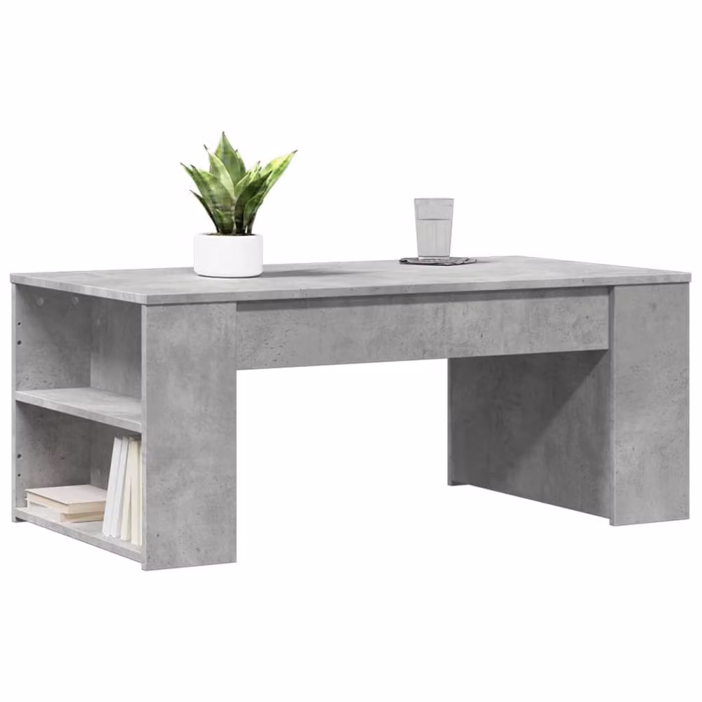 Berkfield Home Modern Rectangular Coffee Table in Concrete Grey, W/D/H: 102 x 55 x 42 cm – 3