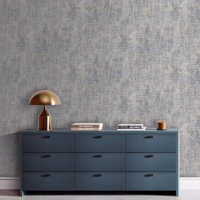 Muriva Abstract Blue and Gold Modern Washable Paper Wallpaper