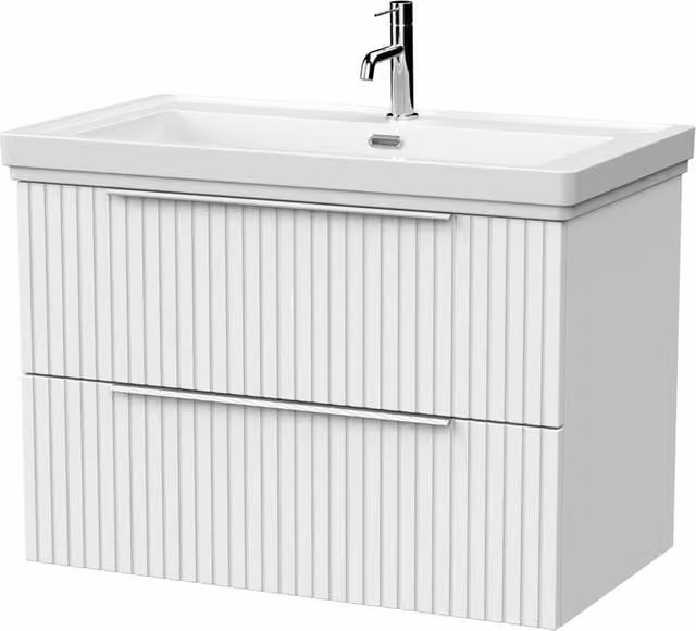 Balterley Callingwood 2 Drawer Vanity and 1TH Fireclay Basin in Matt White, Width: 80 cm