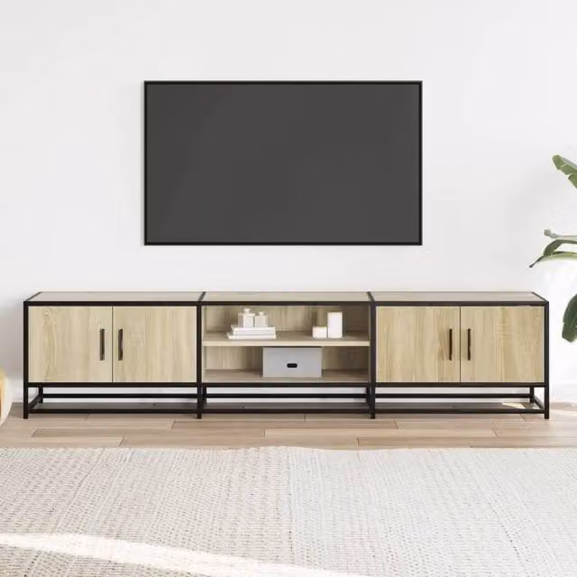 Berkfield Home Industrial TV Cabinet in Sonoma Oak, W/D/H: 180 x 35 x 41 cm – 1