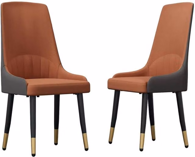 VOGREX Set of 2 Modern Dining Chairs with Padded Synthetic Leather Seats and Metal Legs