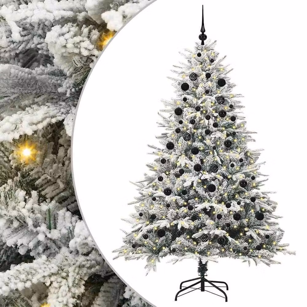 Berkfield Home Artificial Pre-lit Christmas Tree with Ball Set, Green, Height: 210 cm – 2