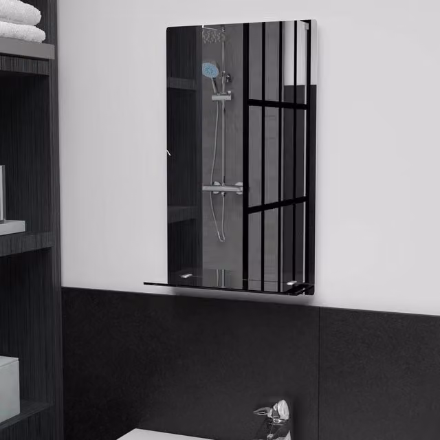 Berkfield Home Minimalist Rectangular Wall Mirror with Shelf in Silver, W: 50 cm, H: 30 cm – 1