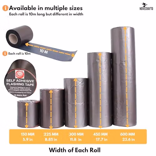 Novecrafto Self Adhesive Bitumen Flashing Tape for Roofing, Chimney and Gutter Repairs, Black, W: 22.5 cm, L: 10 m – 6