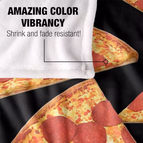JQ Licensing James Piazza Pizza Pattern Super Soft Silky Touch Fleece Throw Blanket, Multicolour, W/D/H: 91 x 147 cm – 3