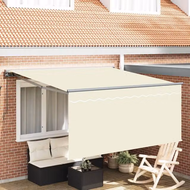 Berkfield Home Retractable Wall-Mounted Folding Arm Awning in Beige Polyester – 1