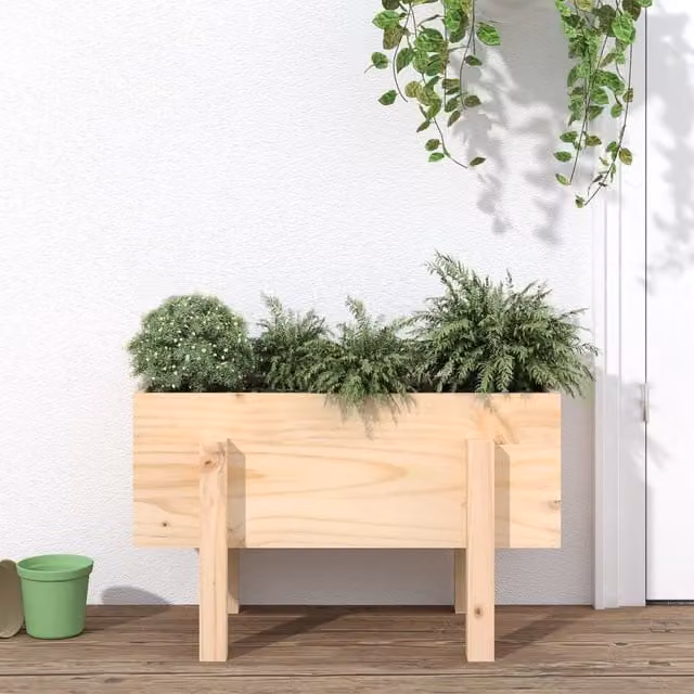 Berkfield Home Wooden Garden Planter Tub in Brown, W/D/H: 62 x 30 x 38 cm