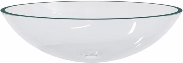 Berkfield Home Modern Oval Glass Countertop Basin, Transparent, W: 50 cm, D: 37 cm, H: 14 cm