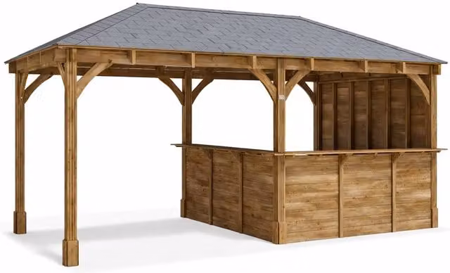 Dunster House Leviathan Garden Bar Outdoor Pub Shed with Counter in Brown, W: 600 cm, D: 300 cm, H: 212 cm – 1