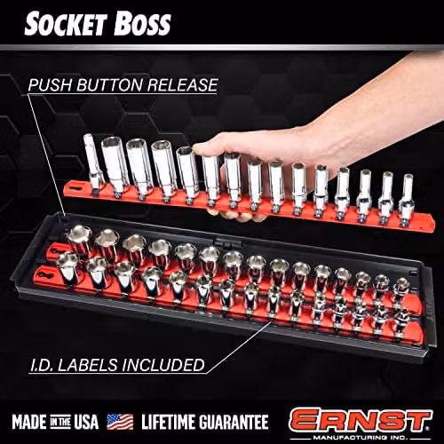 Ernst Manufacturing Socket Boss Storage Organiser Rail Combo Pack 3-Pack, Red – 2