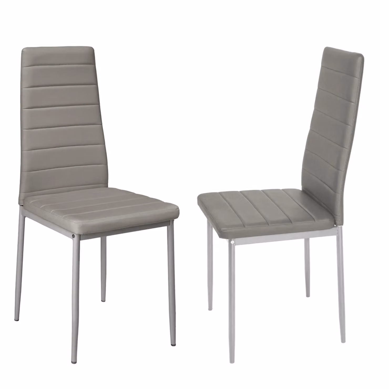 Living and Home Set of 2 Armless High Back Dining Chairs in Grey PU Leather – 2
