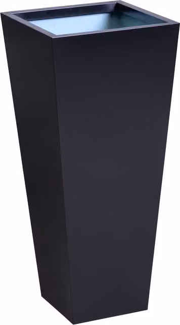 Primrose Black Flared Tapered Outdoor Planter Galvanised Steel Pot H: 70 cm, W: 30 cm