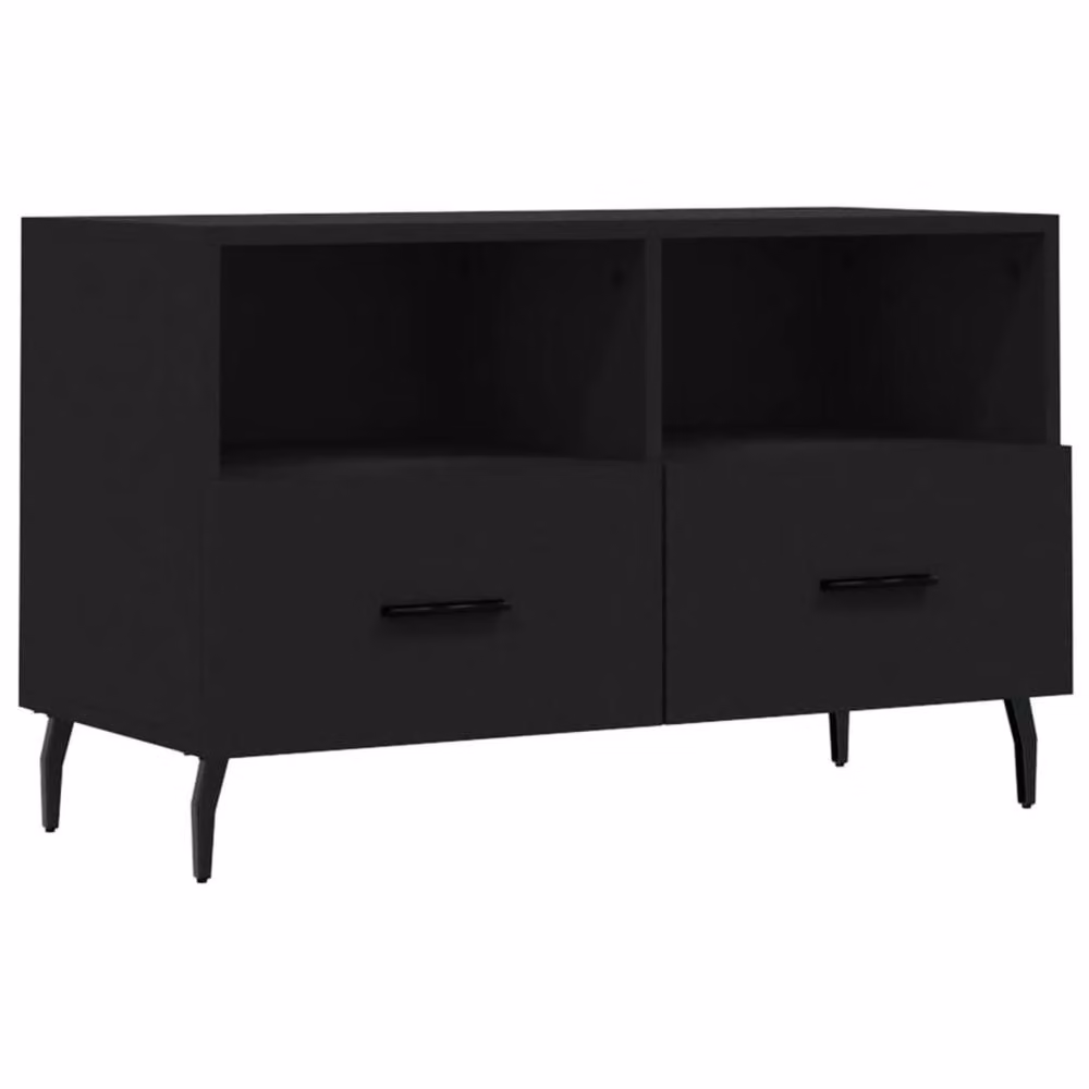 Berkfield Home Modern Black TV Cabinet in Matt Engineered Wood W/D/H: 80 x 36 x 50 cm – 3
