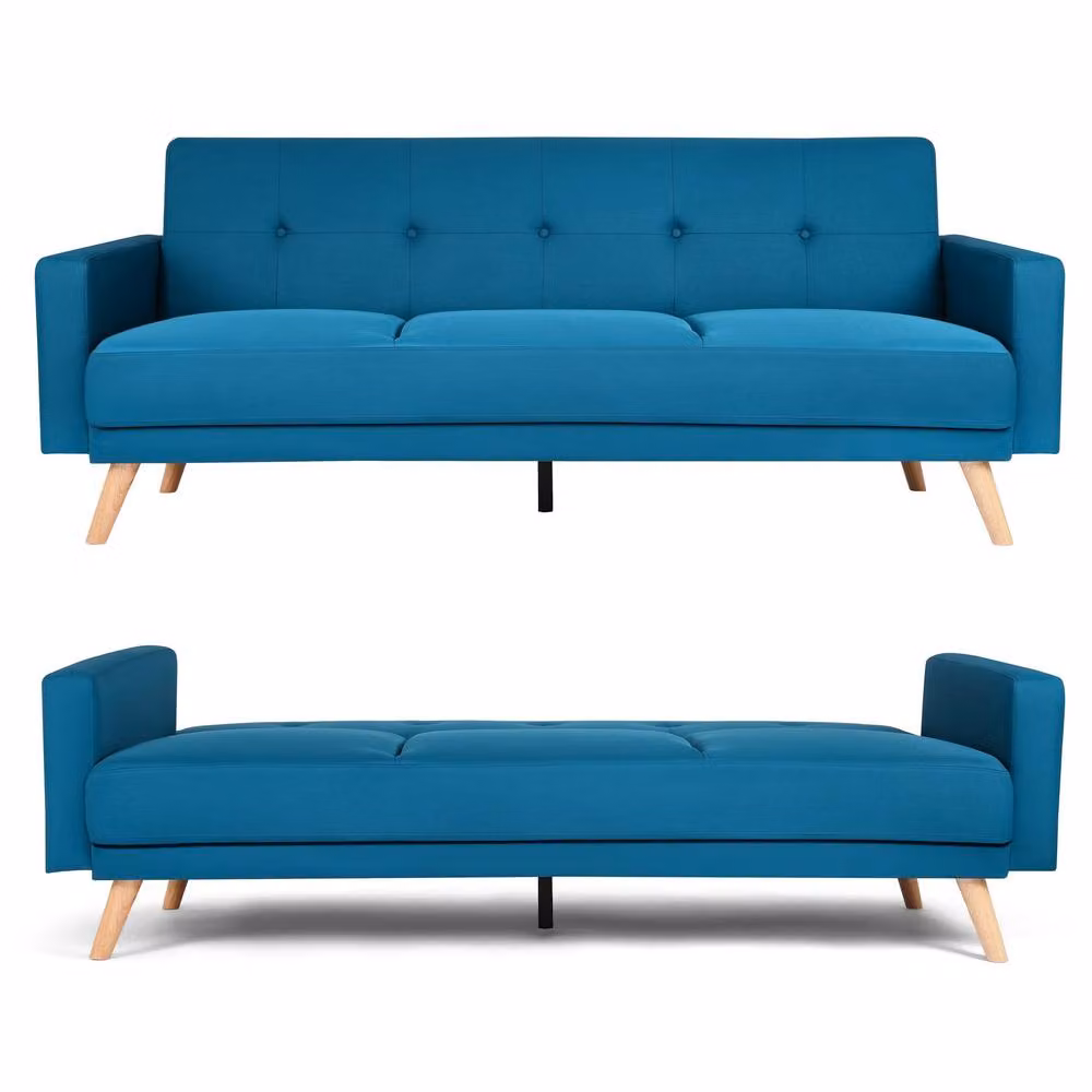 Bravich LTD Narvik 3 Seater Click Clack Sofa Bed in Blue Fabric with Solid Wood Frame W/D/H: 204 x 113 x 87 cm – 7