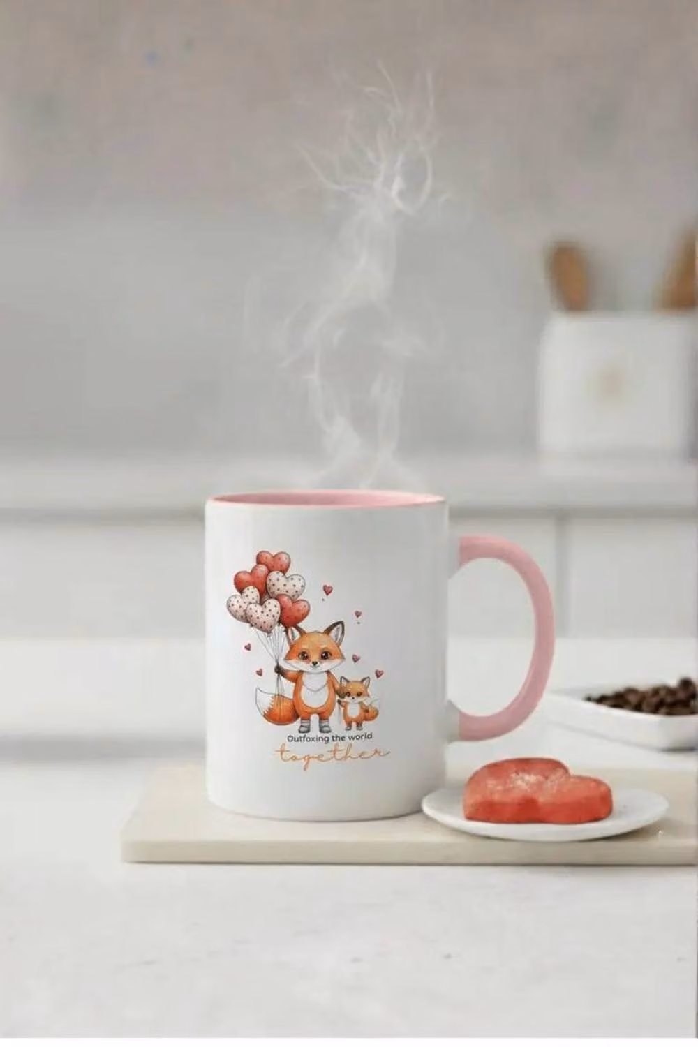 Dyzi Fox Parent Ceramic Family Gift Mug, White, 325 ml – 2
