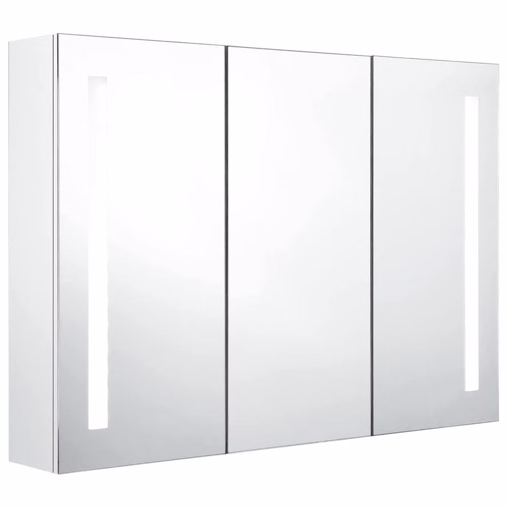 Berkfield Home LED Bathroom Mirror Cabinet in Shining White, W/D/H: 89 x 14 x 62 cm – 2
