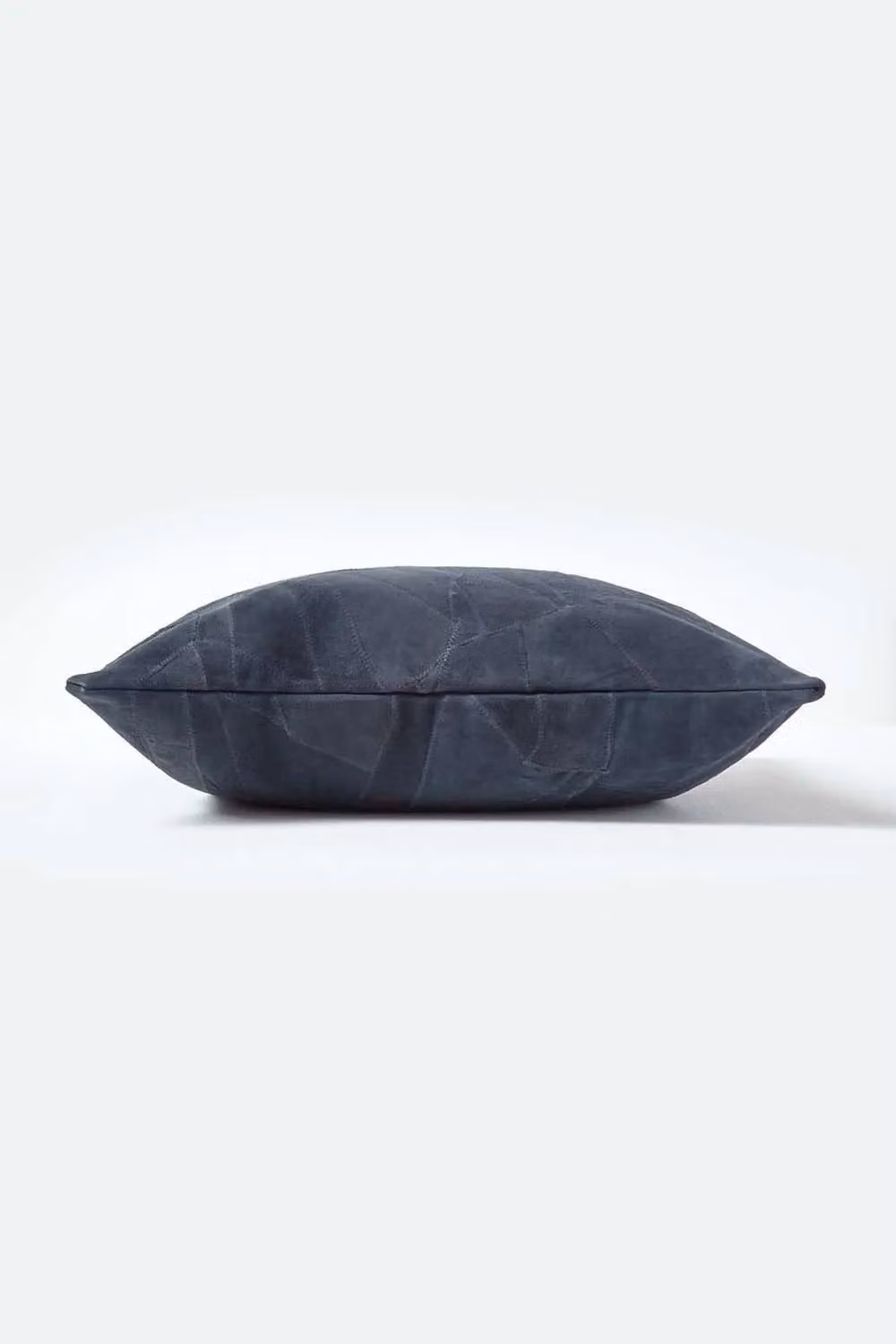 Homescapes Navy Blue Patchwork Real Leather Suede Square Cushion with Feather Filling, W/D/H: 45 x 45 x 45 cm – 2