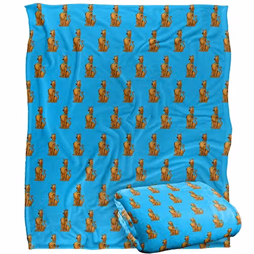 LOGOVISION Scooby Doo Character Pattern Super Soft Fleece Throw Blanket, Multicolour and White, W: 152 cm, D: 127 cm