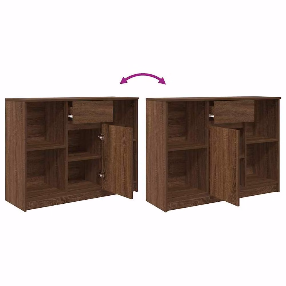 Berkfield Home Modern Sideboard with Drawer in Brown Oak, W/D/H: 101 x 35 x 76 cm – 5