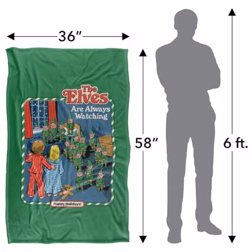 Steven Rhodes The Elves Are Always Watching Multicolour Fleece Throw Blanket W/D/H: 91 x 147 cm – 4