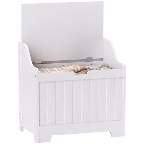 HOMCOM White Storage Trunk with Soft-Close Lid, W/D/H: 56.5 x 38 x 56 cm