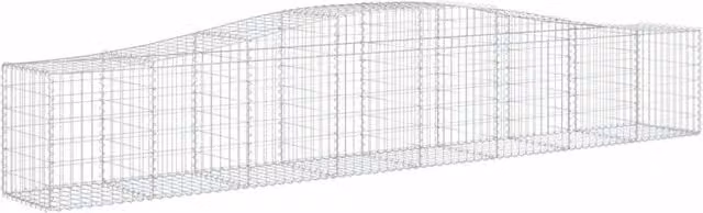 Berkfield Home Decorative Arched Gabion Baskets, 4 Piece Set, Silver Galvanised Steel, W/D/H: 400 x 50 x 60/80 cm – 1