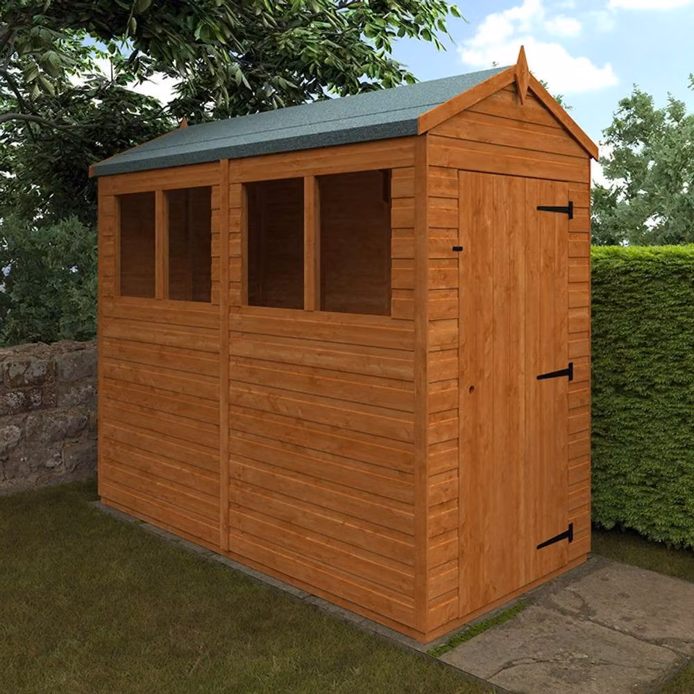 Buttercup Farm 8x4 Flex Apex Single Door Wooden Animal Shelter in Burnt Orange and Grey, W: 115 cm, H: 209 cm, L: 238.8 cm – 2