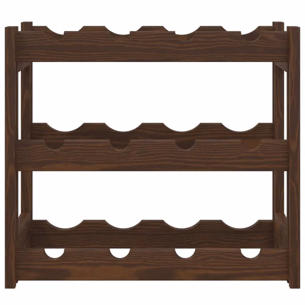Berkfield Home Rustic Brown Solid Pine Wall Mounted Wine Rack for 12 Bottles – 3
