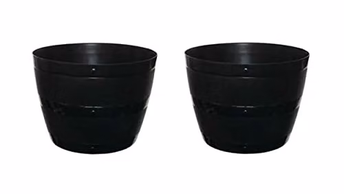 Whitefurze Set of 2 Black Plastic Barrel Planter Tubs, Diameter: 50 cm – 2