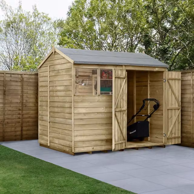 4LIFE Reverse Apex Wooden Shed in Brown with Foundation and Floor