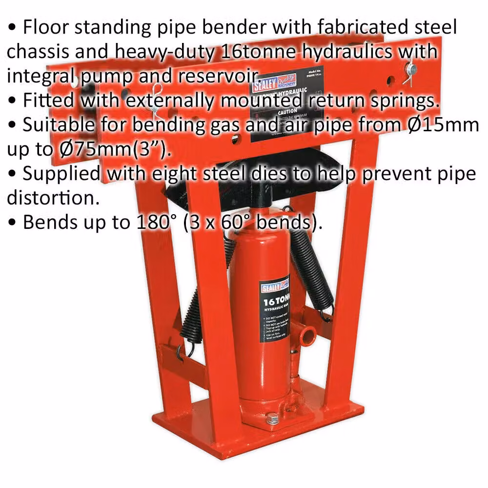 Loops 16 Tonne Hydraulic Pipe Bender with Red Floor Standing Steel Chassis for Gas and Air Pipes – 2