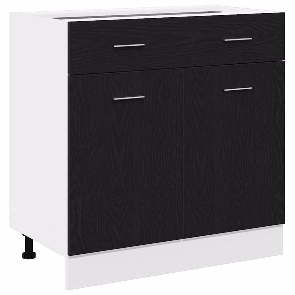 Berkfield Home Modern Wood Cabinet with Drawer in Black Oak, W/D/H: 80 x 46 x 81.5 cm – 2