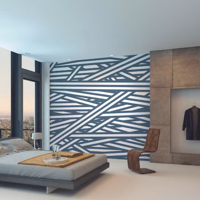 Origin Murals Blue Striped Criss Cross Pattern Modern Wall Mural