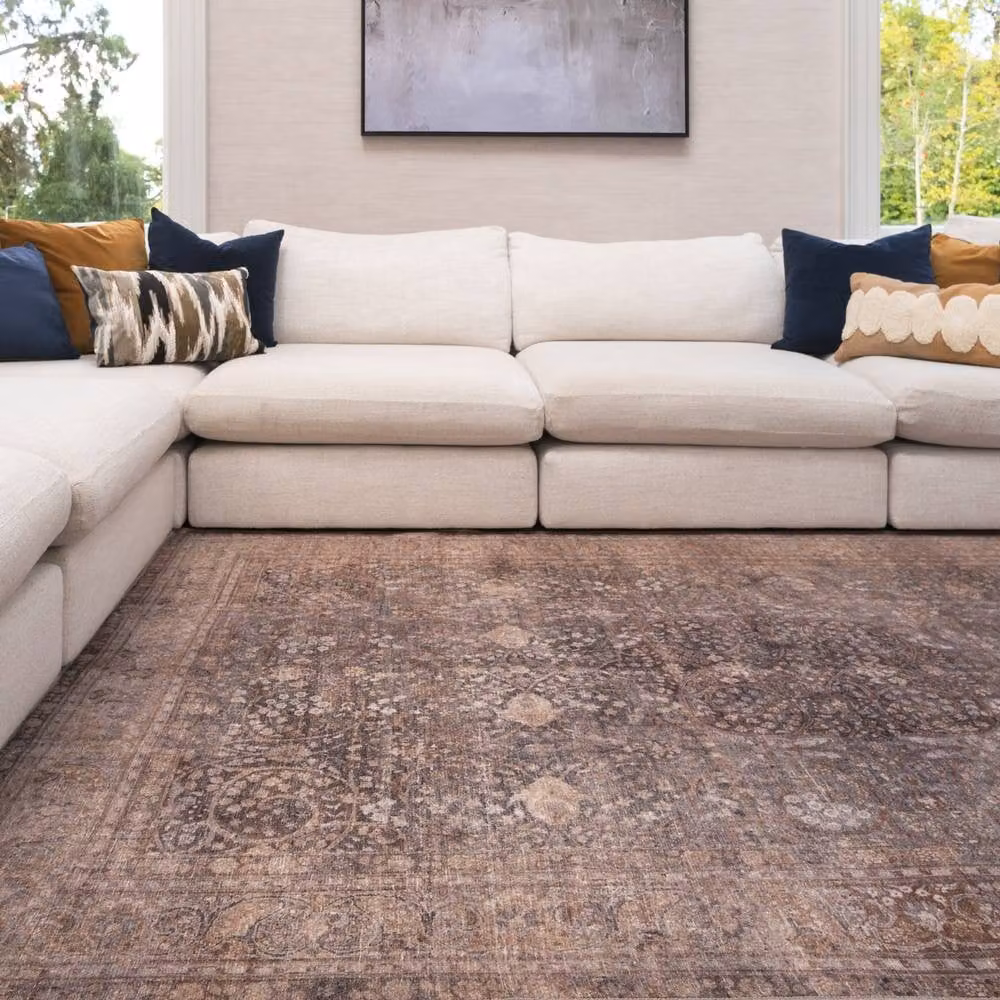 Kukoon Heritage Washable Rug in Brown and Beige, Soft Traditional Woven Design, W: 240 cm, D: 330 cm – 2