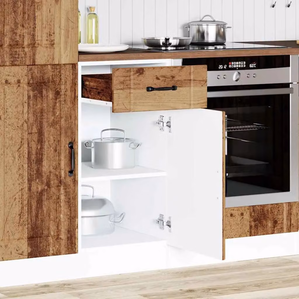Berkfield Home Lucca Freestanding Kitchen Sink Unit in Brown Rustic Engineered Wood – 2