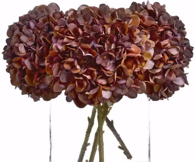 Lemon Pavilion Autumn Hydrangea Artificial Flower, 1 Stem, Brown, W/D/H: 18 x 18 x 42 cm – 1