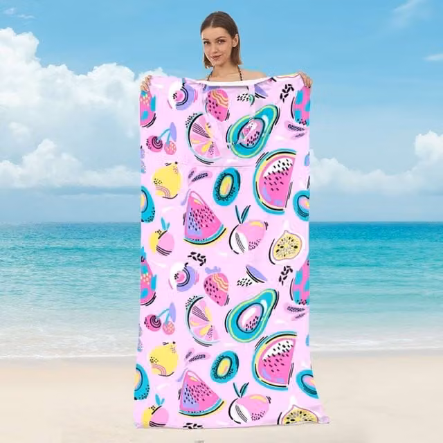 Quipulse Style 5 2-in-1 Microfibre Beach Towel and Shoulder Bag in Pink