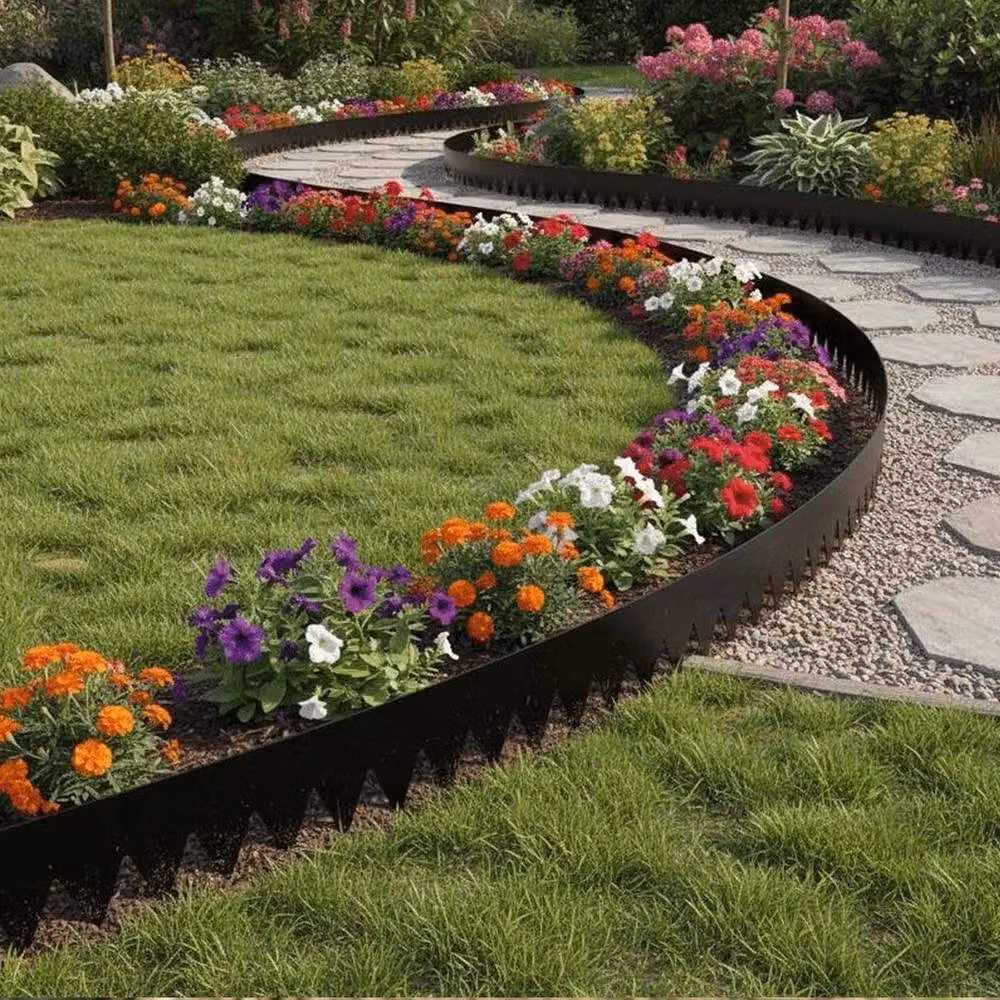EONLION Rusted Flexible Metal Garden Border Lawn Edging in Black – 4