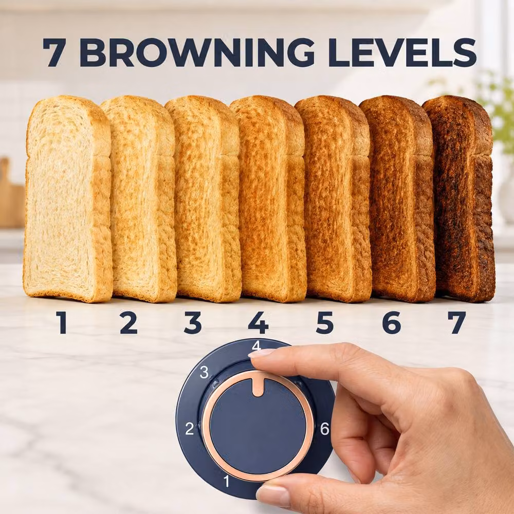HOMCOM 4-Slot Toaster with 7 Browning Levels and Overheat Protection, Dark Blue – 4