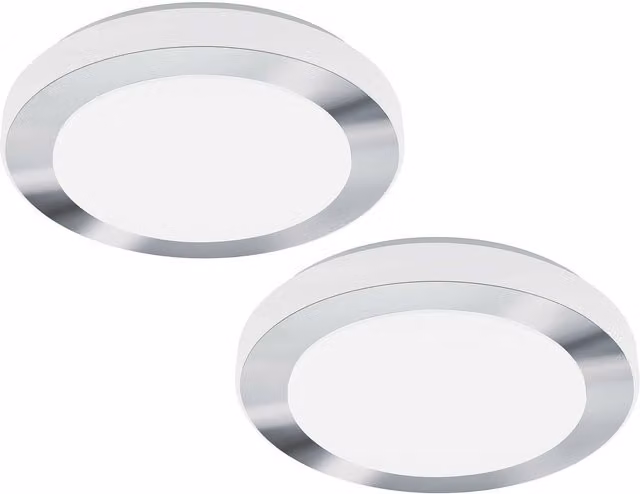 Loops 2 Pack LED Wall and Ceiling Light in White and Chrome with White Plastic Shade, 16W